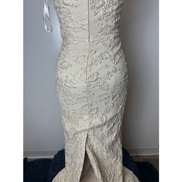 Oleg Cassini Off The Shoulder Ruched Jacquard sz 6 formal - Picture 8 of 11